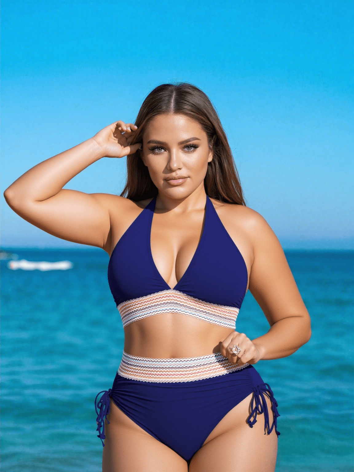 Seaside Glow Bikini β High-Waisted Elegance with Waist-Shaping Detail