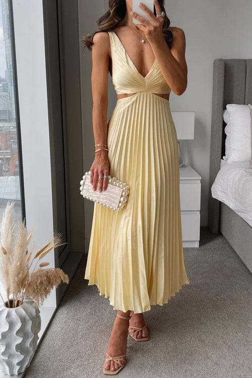 Yasmin – Pleated Dress with Cut-Outs