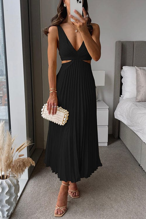 Yasmin – Pleated Dress with Cut-Outs