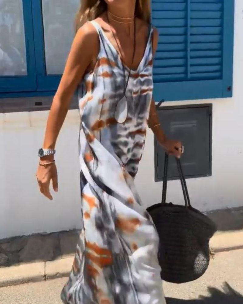SORIA – Sleeveless Tie-Dye Print Dress