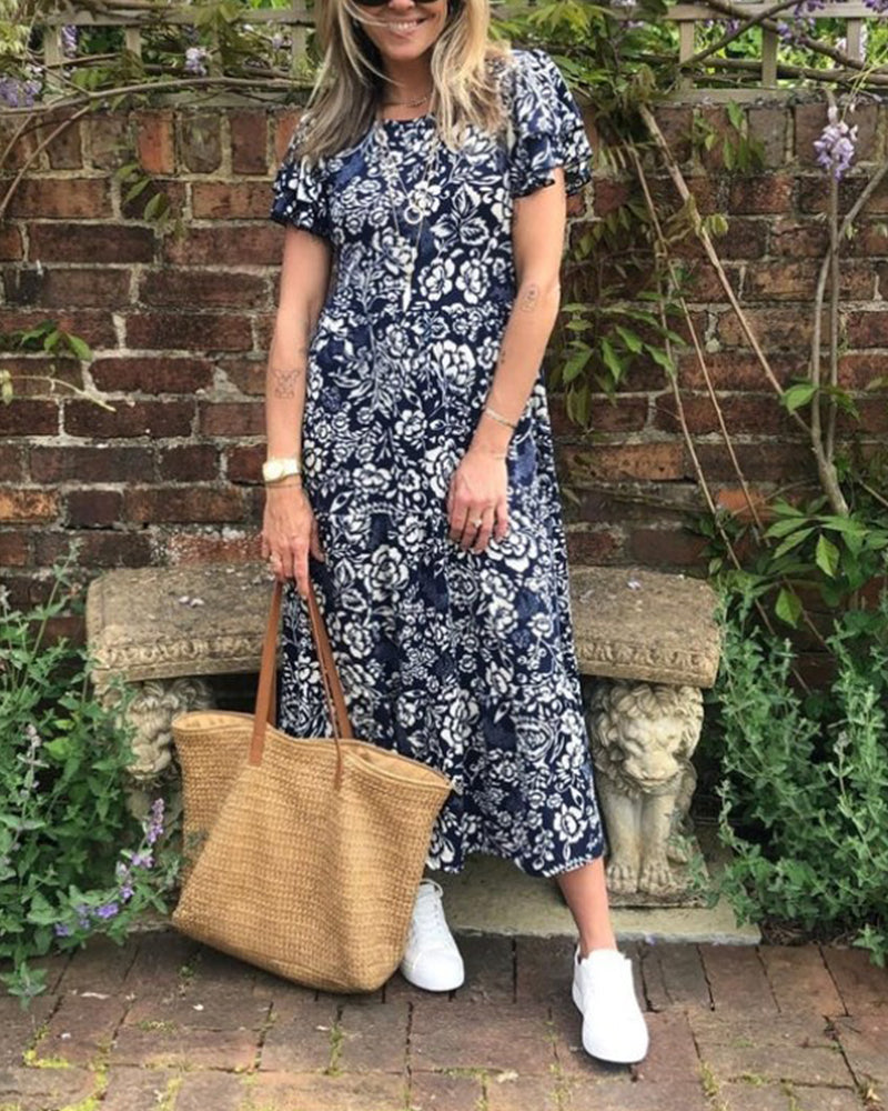 Jasmin – Short-Sleeve Floral Dress