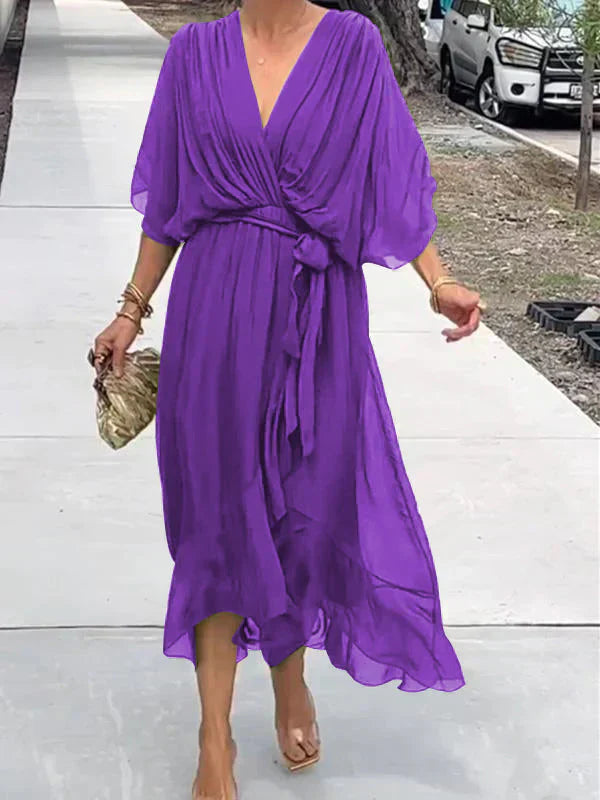 Monica | Chiffon Dress with V-Neckline