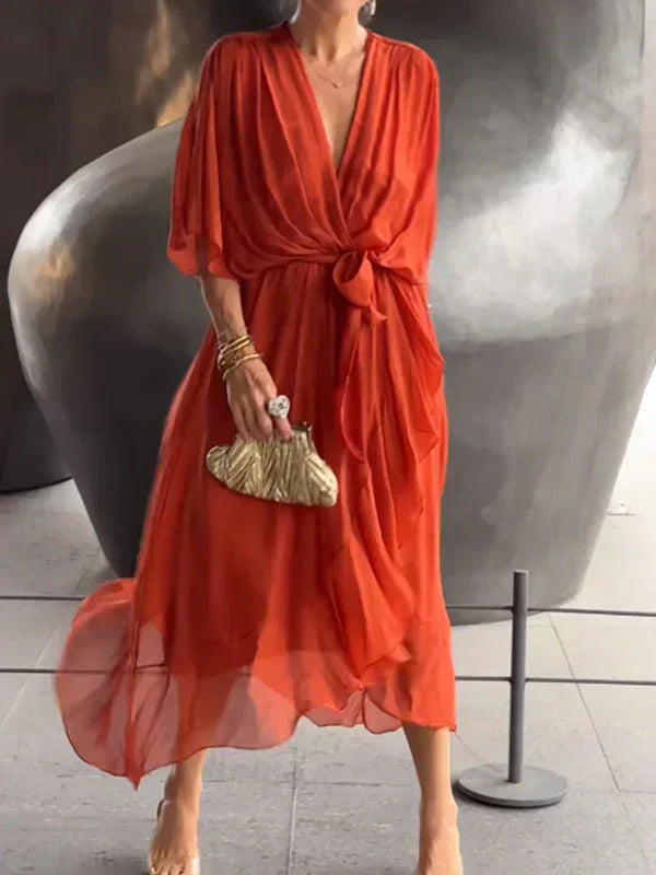 Monica | Chiffon Dress with V-Neckline