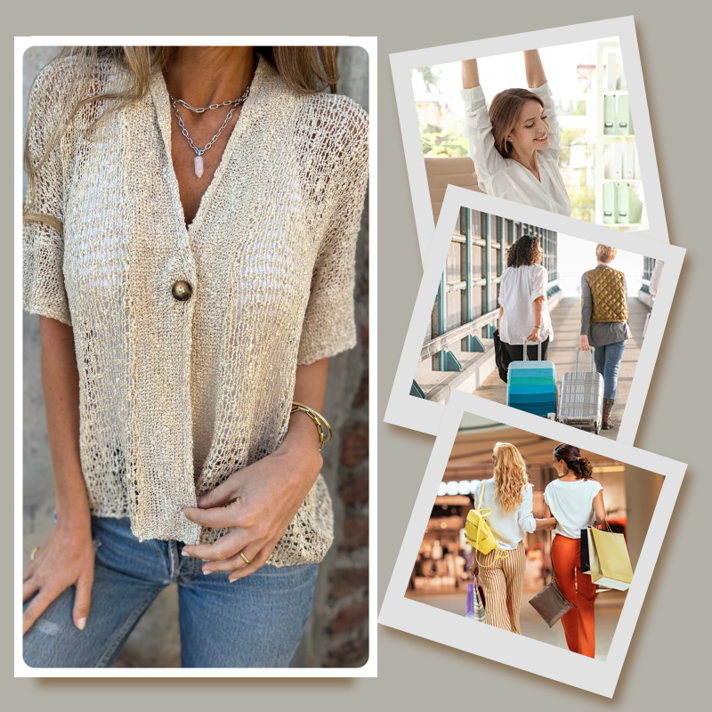 Ribbed Women’s Top with Button