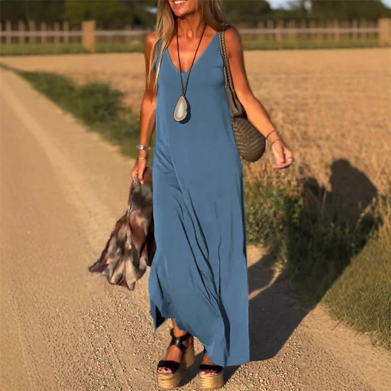 Élyse | Sleeveless Maxi Dress with Elegant V-Neck