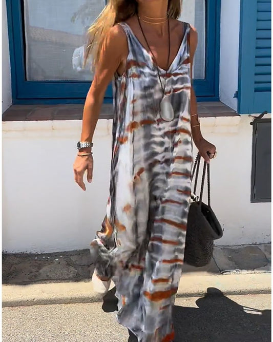 SORIA – Sleeveless Tie-Dye Print Dress
