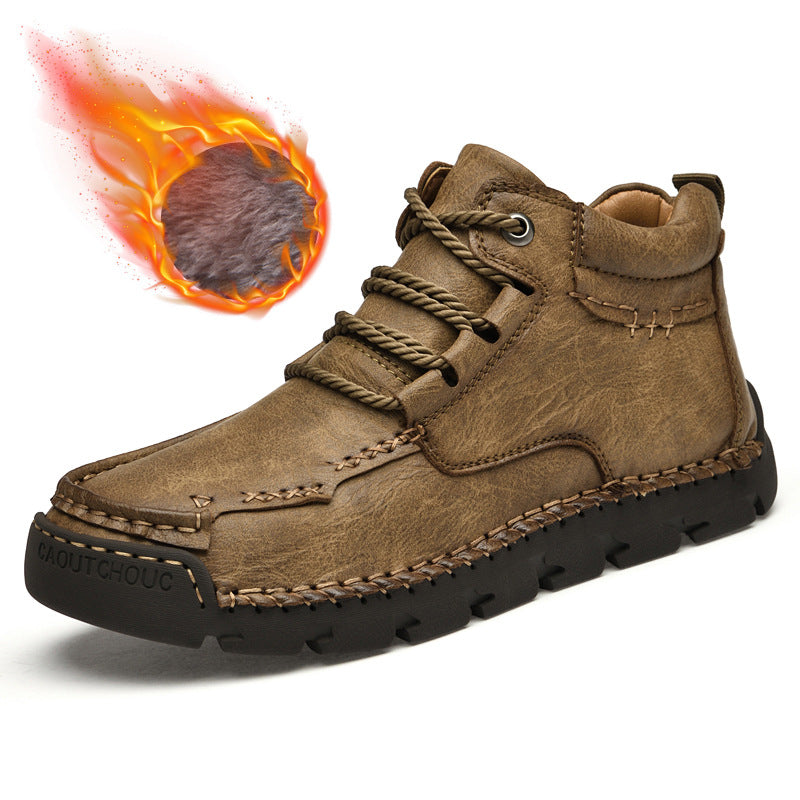 Men's Vintage Winter Fleece Warm Leather Casual Martin Boots