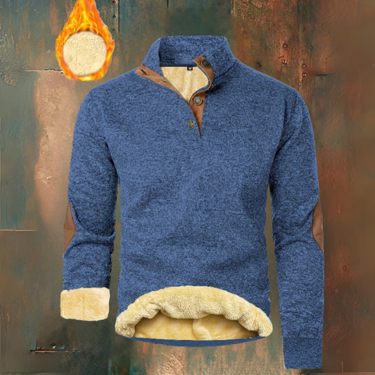 Warm Fleece Sweatshirt with Button Closure