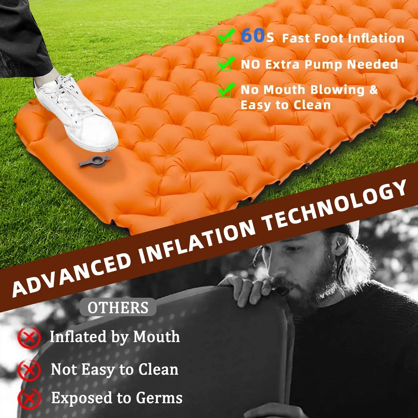 Ultra-durable and waterproof inflatable mattress with built-in pump