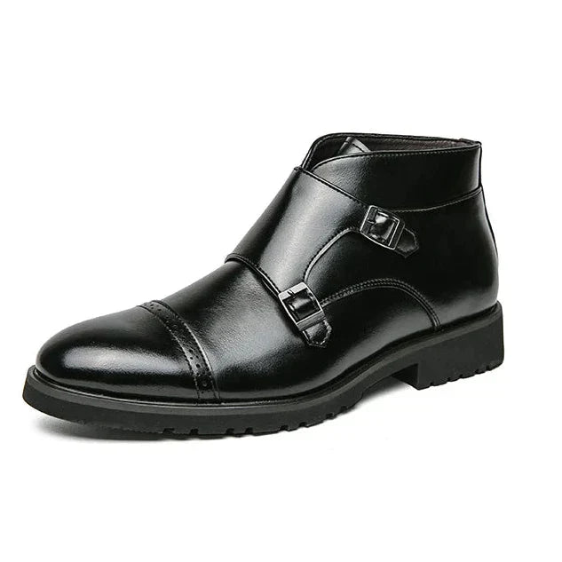 Parker™ Double Buckle Synthetic Leather Boots — Bold Style & All-Day Comfort