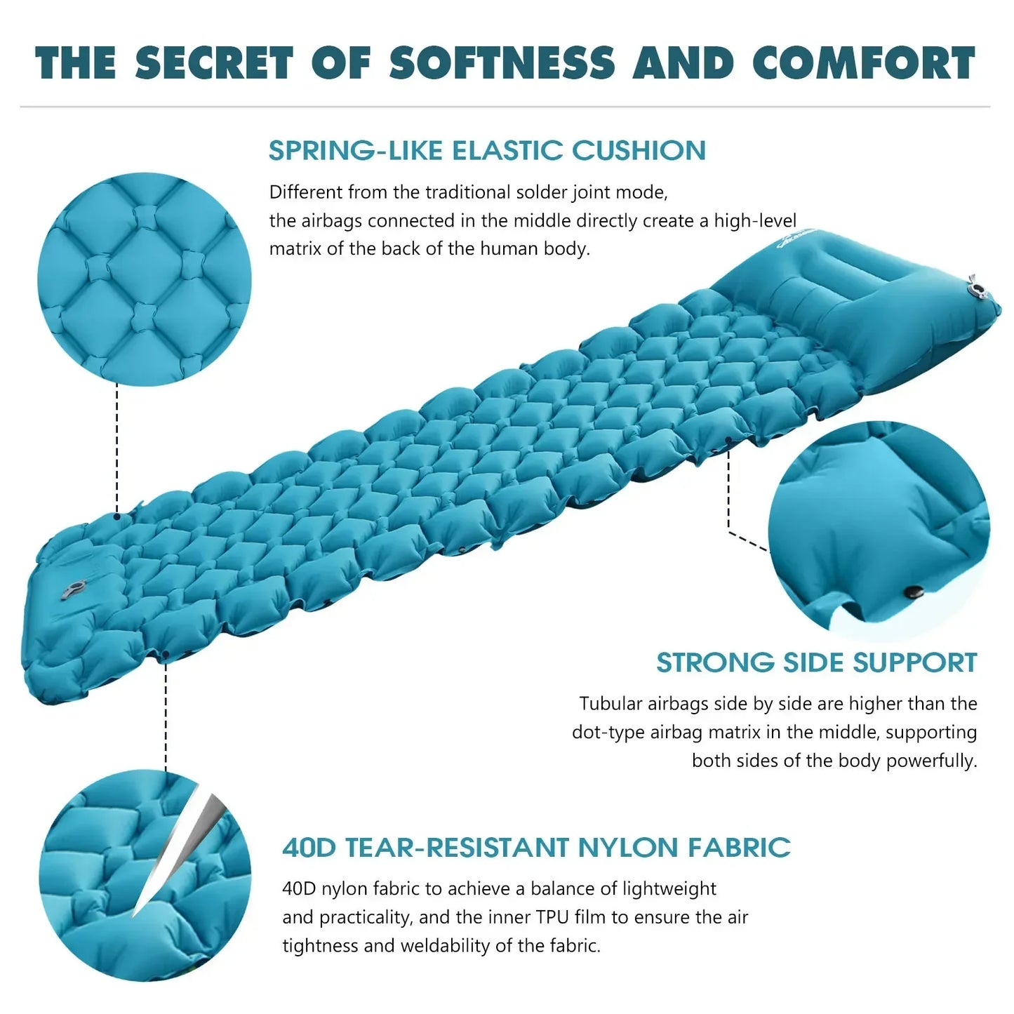 Ultra-durable and waterproof inflatable mattress with built-in pump