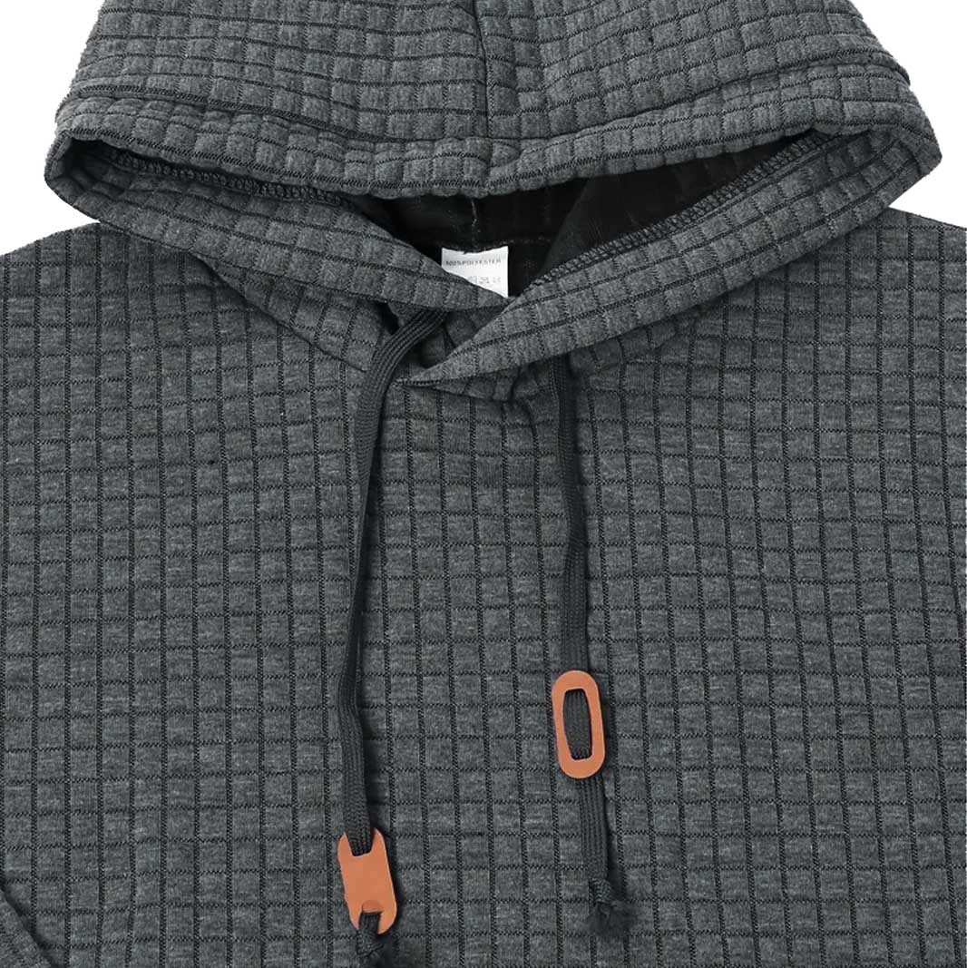 Men's Quilted Waffle Outdoor Sports Solid Color Long Sleeve Daily Tops Hoodie