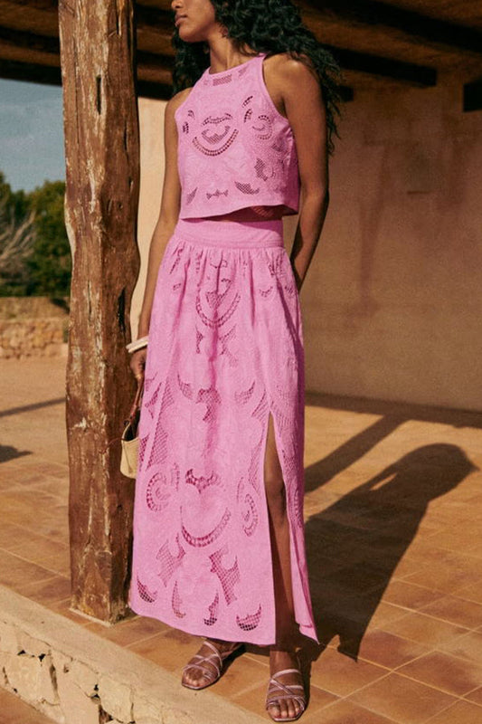 Lourena | Summer Lace Set with High-Waisted Skirt