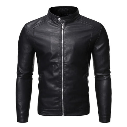Standing Collar Leather Jacket
