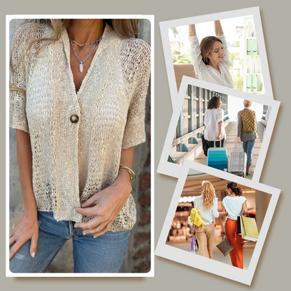 Ribbed Women’s Top with Button